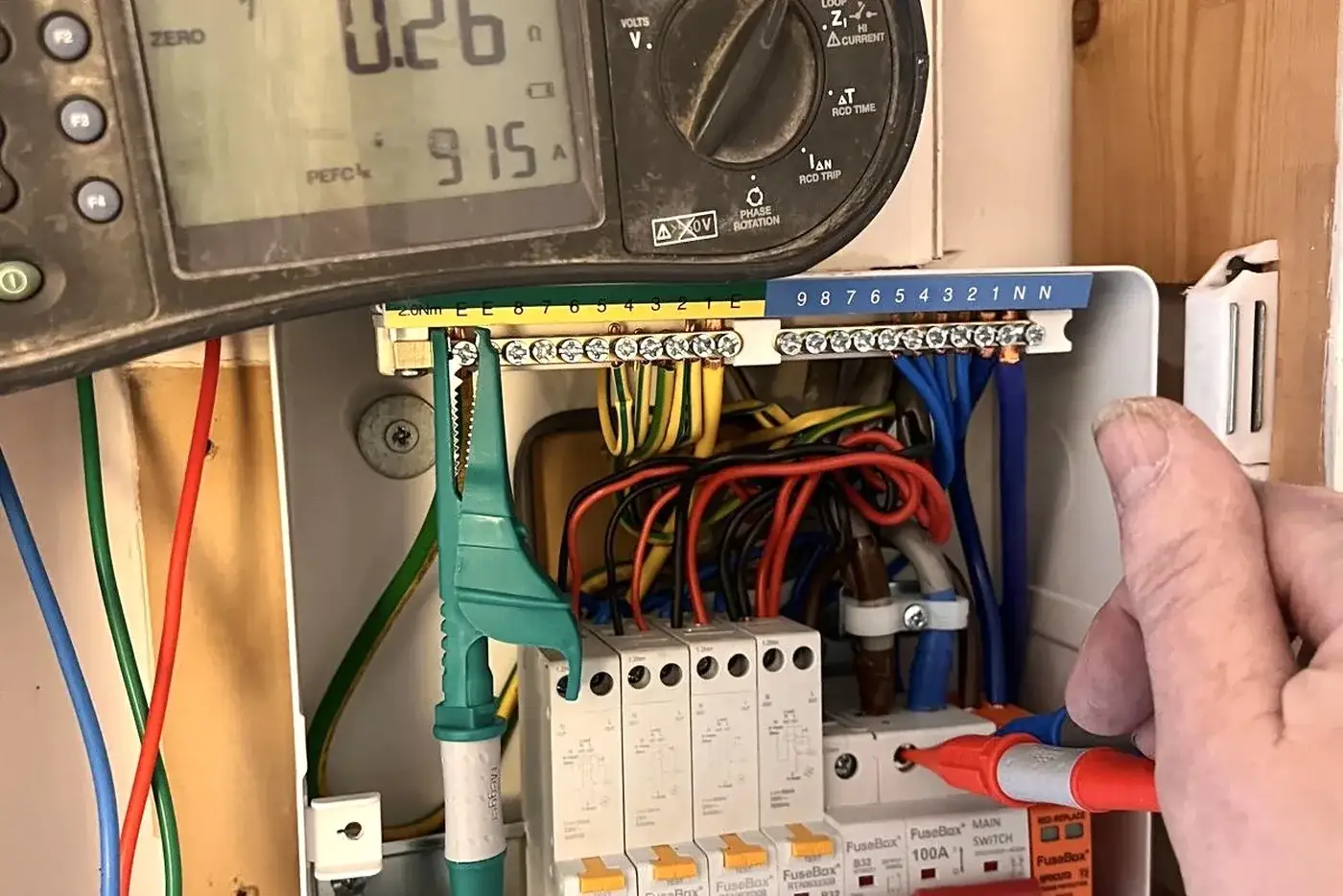 Consumer unit tested Collier Row Romford — domestic electrician Havering