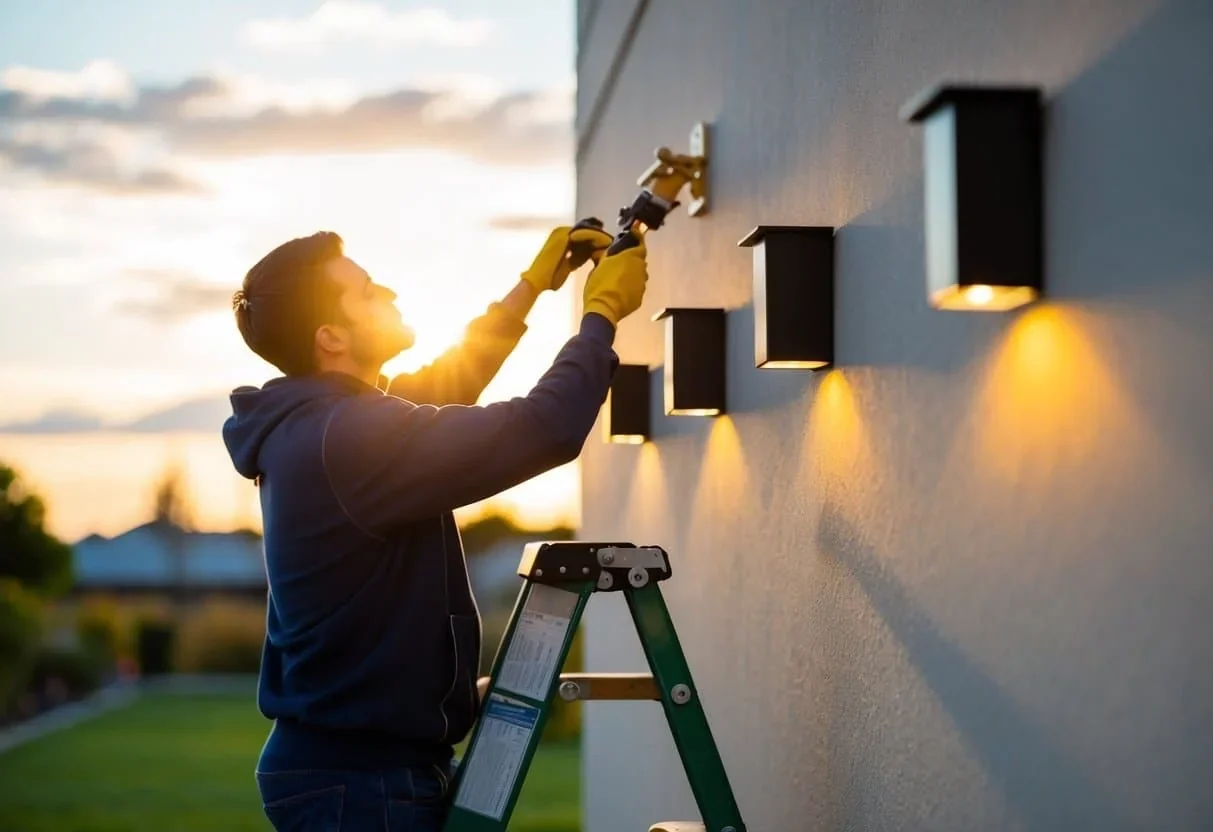 Romford electrician installing outdoor garden lighting — professional domestic electrical services in Essex