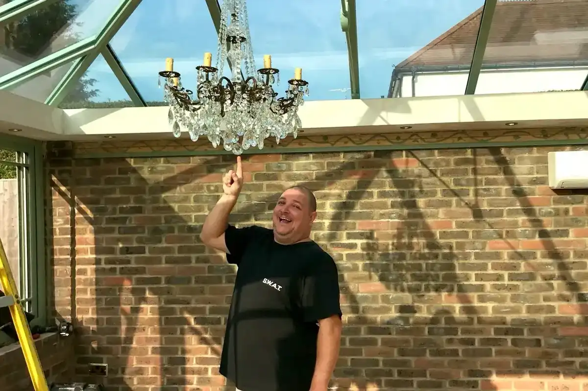 Chandelier installed in conservatory Gidea Park Romford — domestic electrician