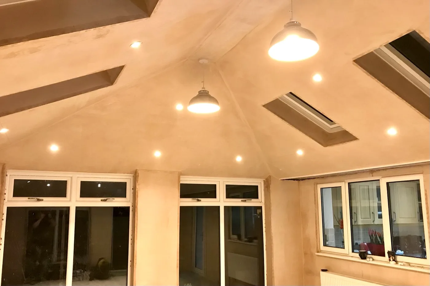 Extension lighting Romford — downlights and pendant fittings new circuit